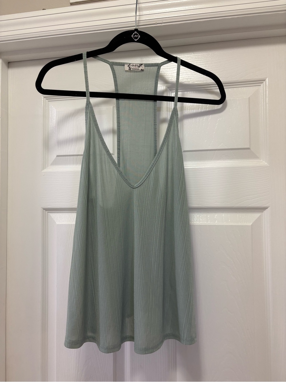 Free People Intimately Ribbed V-Neck Cami Tank Top Sage Green Flowy